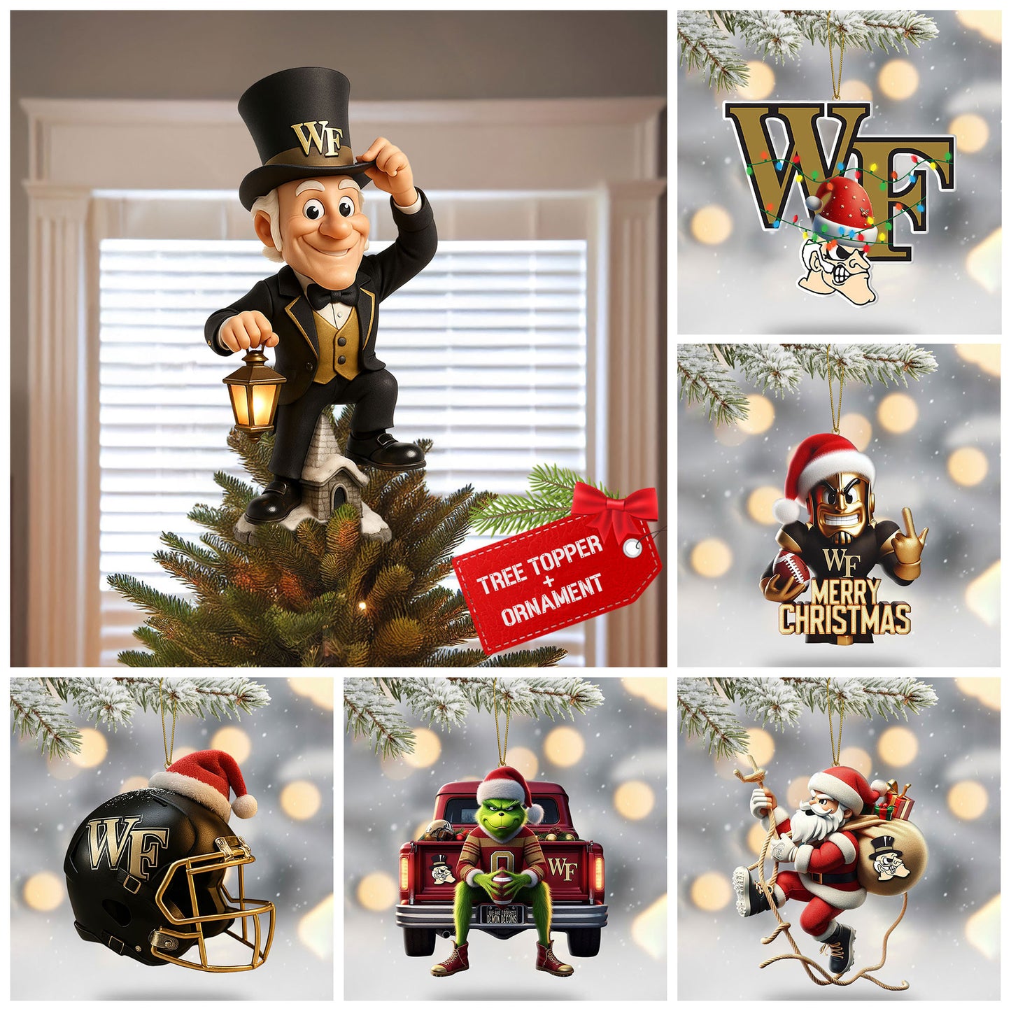 COMBO WFDD CHRISTMAS TREE TOPPER WITH ORNAMENT DAT