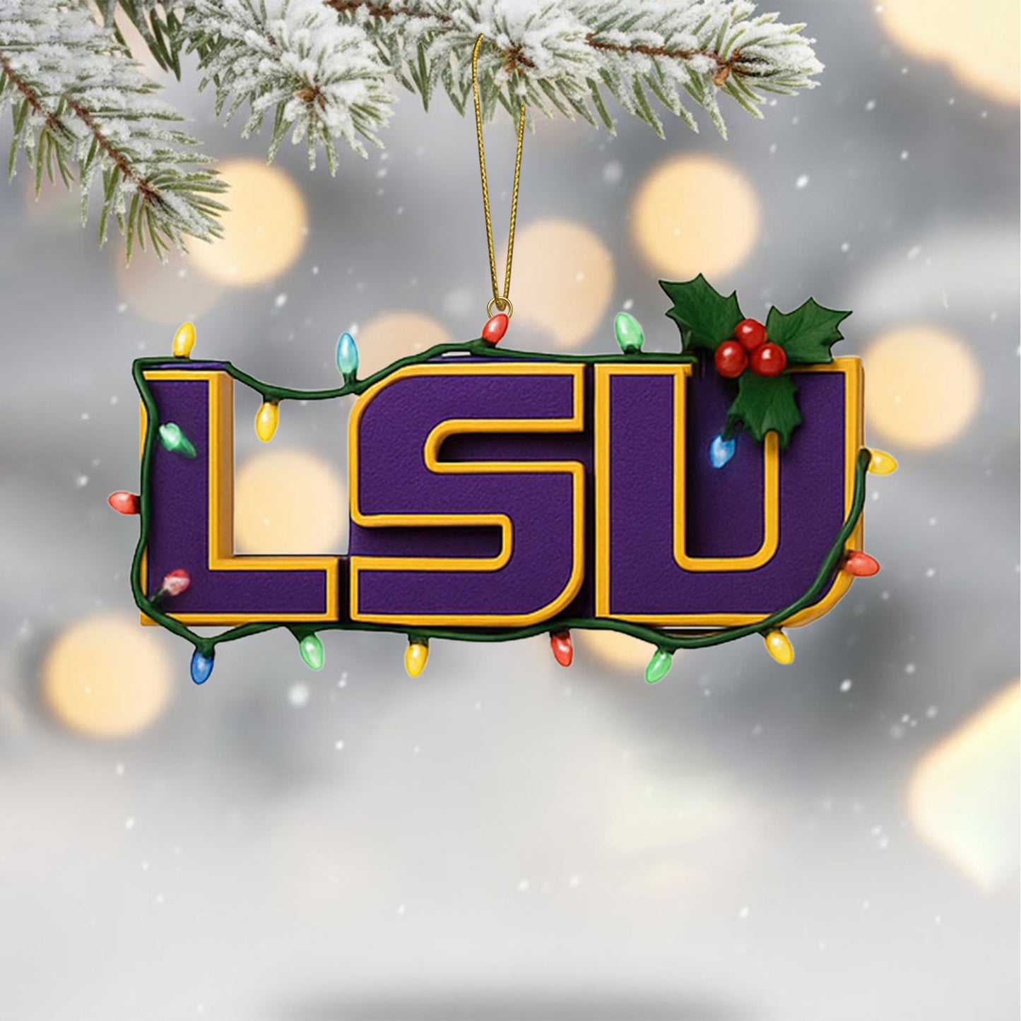 COMBO LSU CHRISTMAS TREE TOPPER WITH ORNAMENT DAT