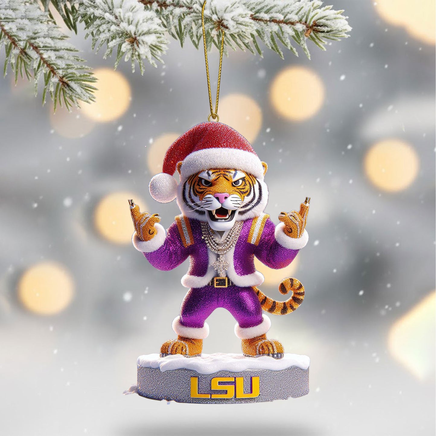 COMBO LSU CHRISTMAS TREE TOPPER WITH ORNAMENT DAT