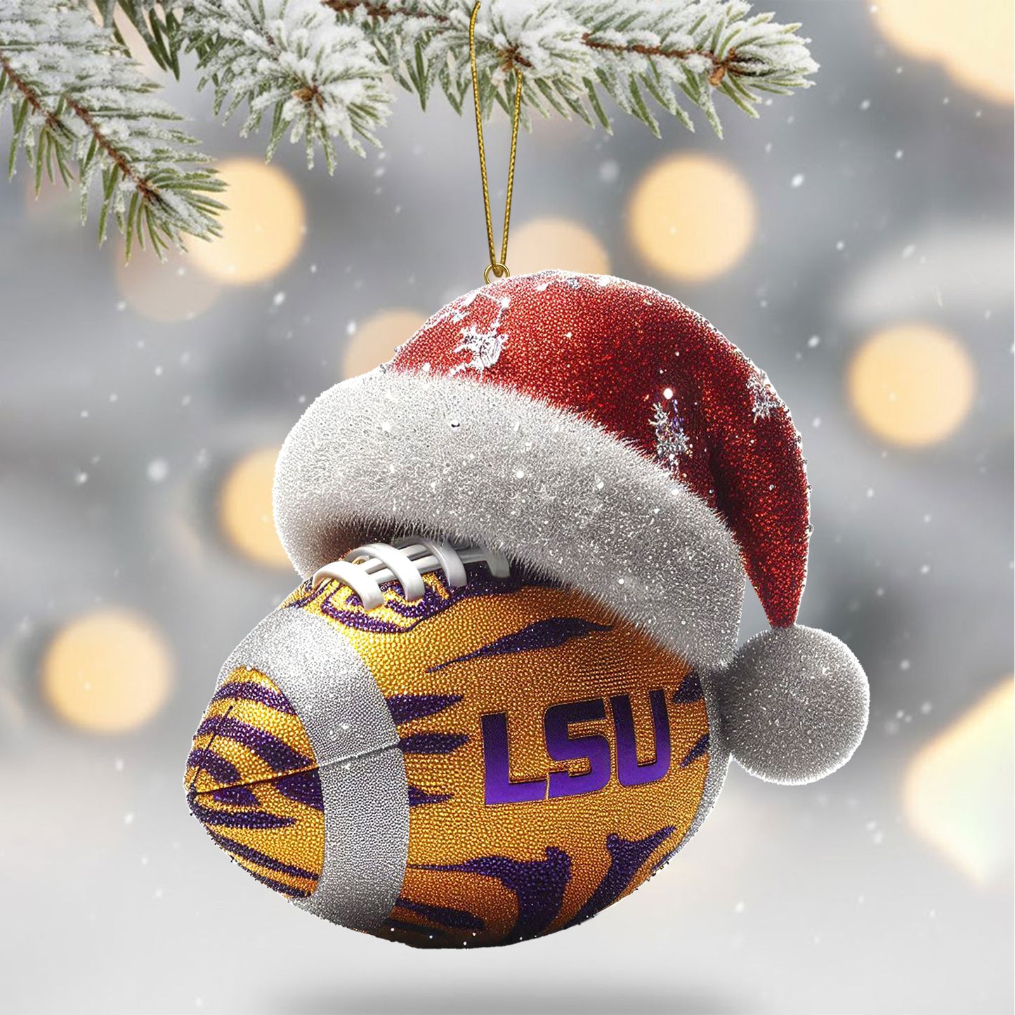COMBO LSU CHRISTMAS TREE TOPPER WITH ORNAMENT DAT