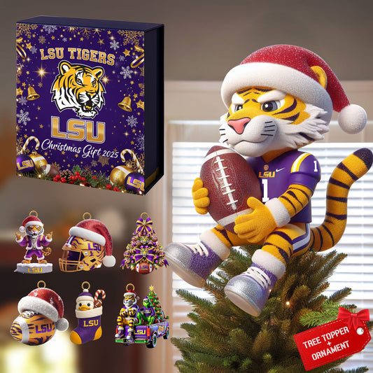 COMBO LSU CHRISTMAS TREE TOPPER WITH ORNAMENT DAT