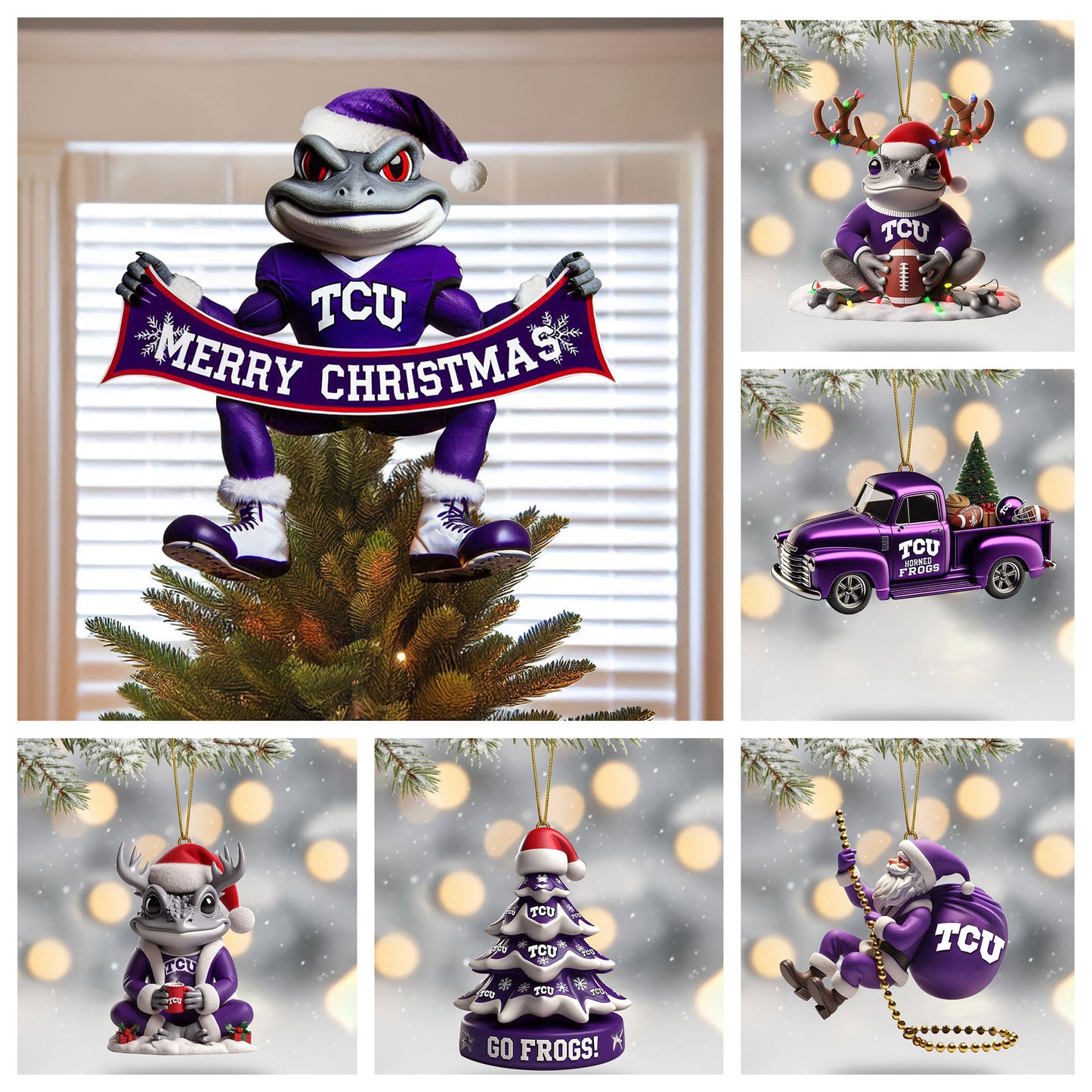 COMBO TCU CHRISTMAS TREE TOPPER WITH ORNAMENT DAT
