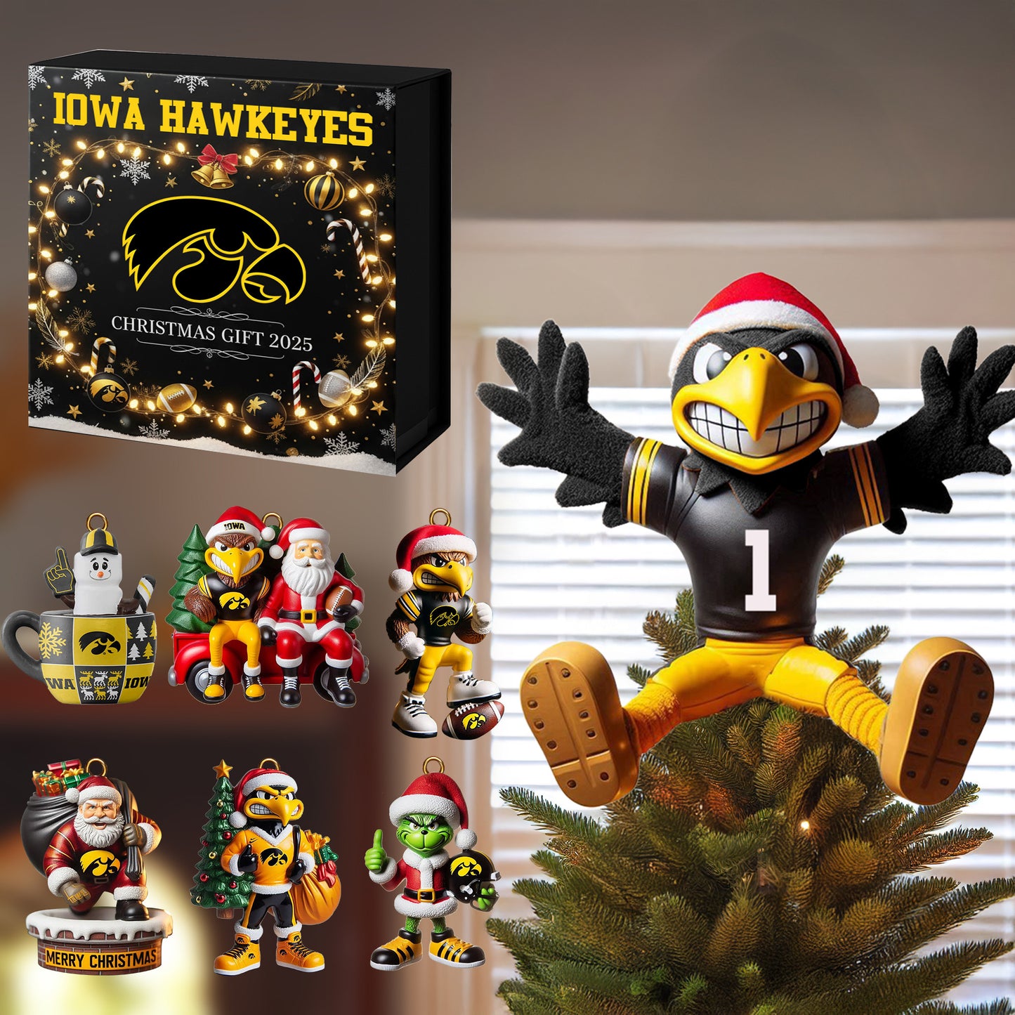 COMBO IWHK CHRISTMAS TREE TOPPER WITH ORNAMENT DAT