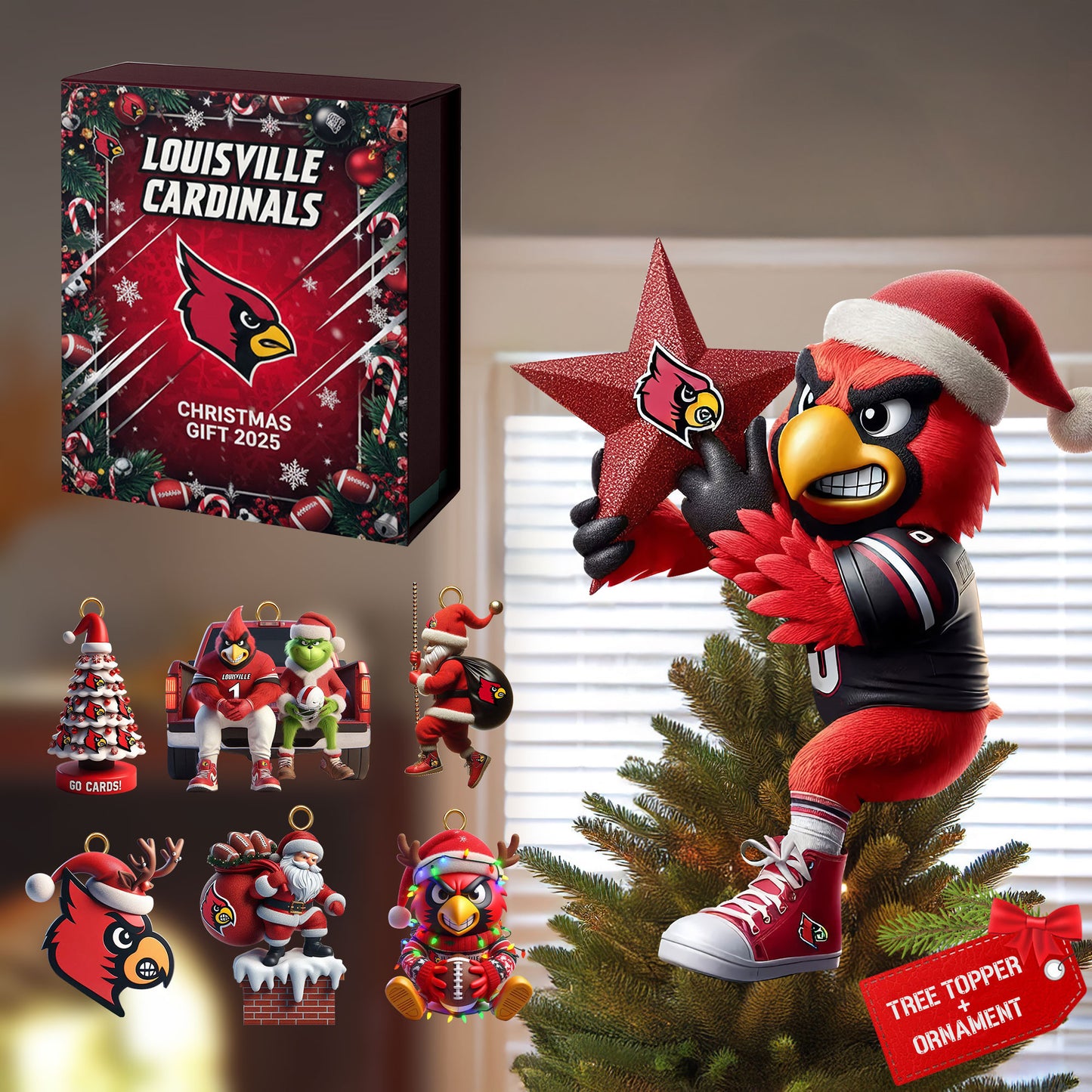 COMBO LVC CHRISTMAS TREE TOPPER WITH ORNAMENT DAT