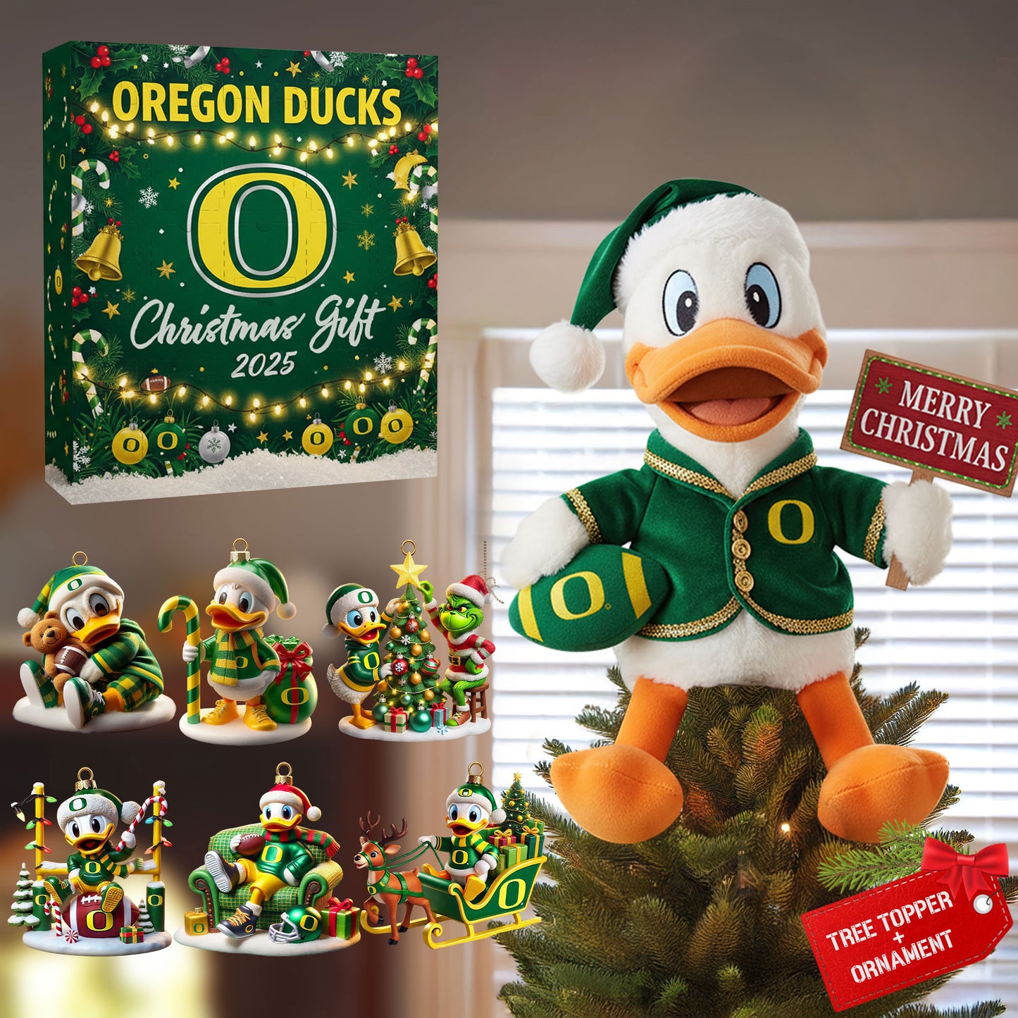 COMBO ORD CHRISTMAS TREE TOPPER WITH ORNAMENT DAT