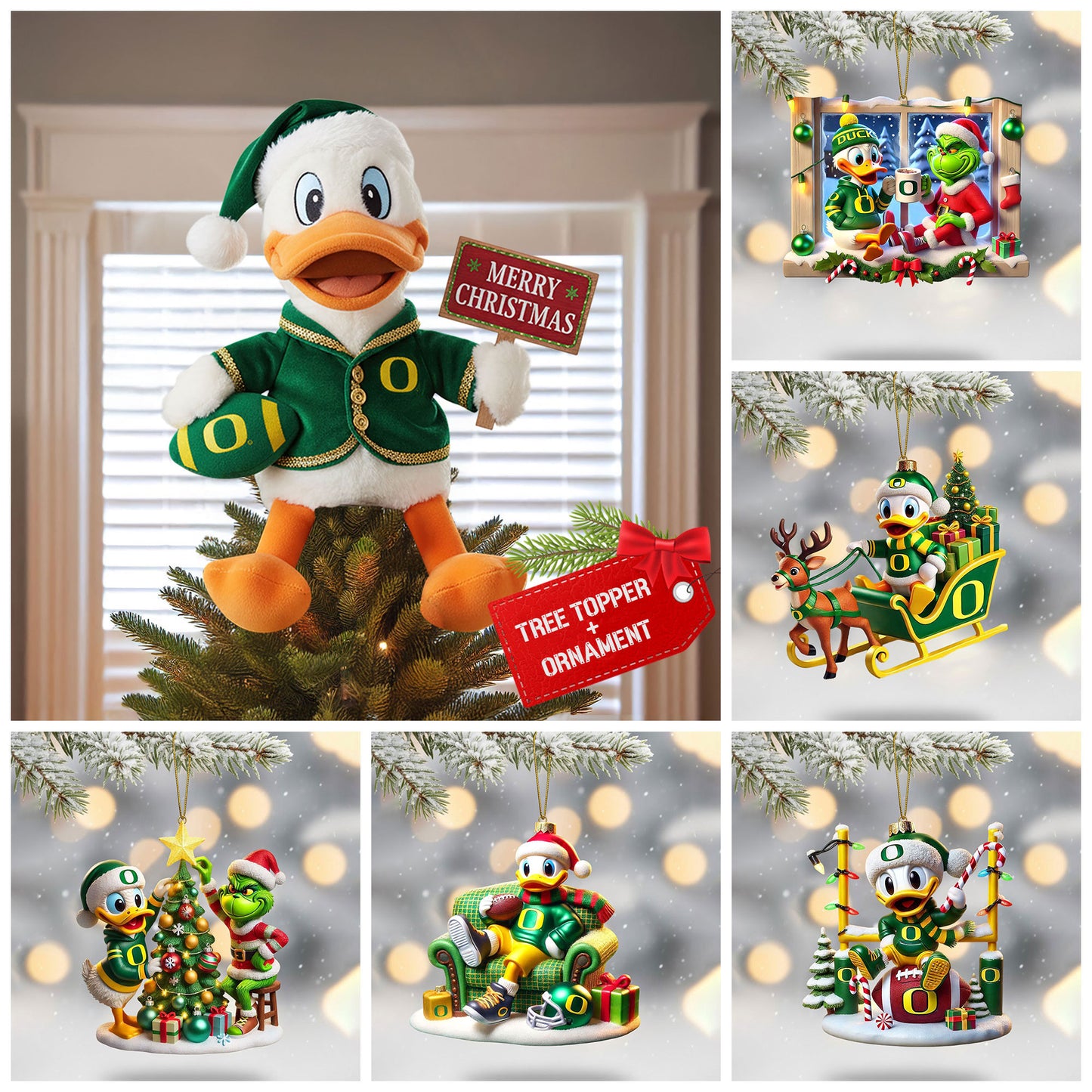 COMBO ORD CHRISTMAS TREE TOPPER WITH ORNAMENT DAT