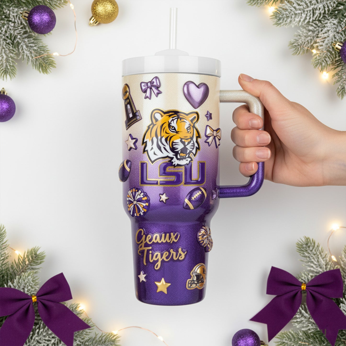 LSU 40oz Tumbler With Handle LNTH