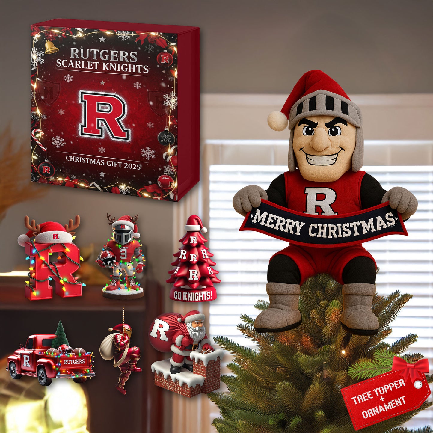 COMBO RSK CHRISTMAS TREE TOPPER WITH ORNAMENT DAT