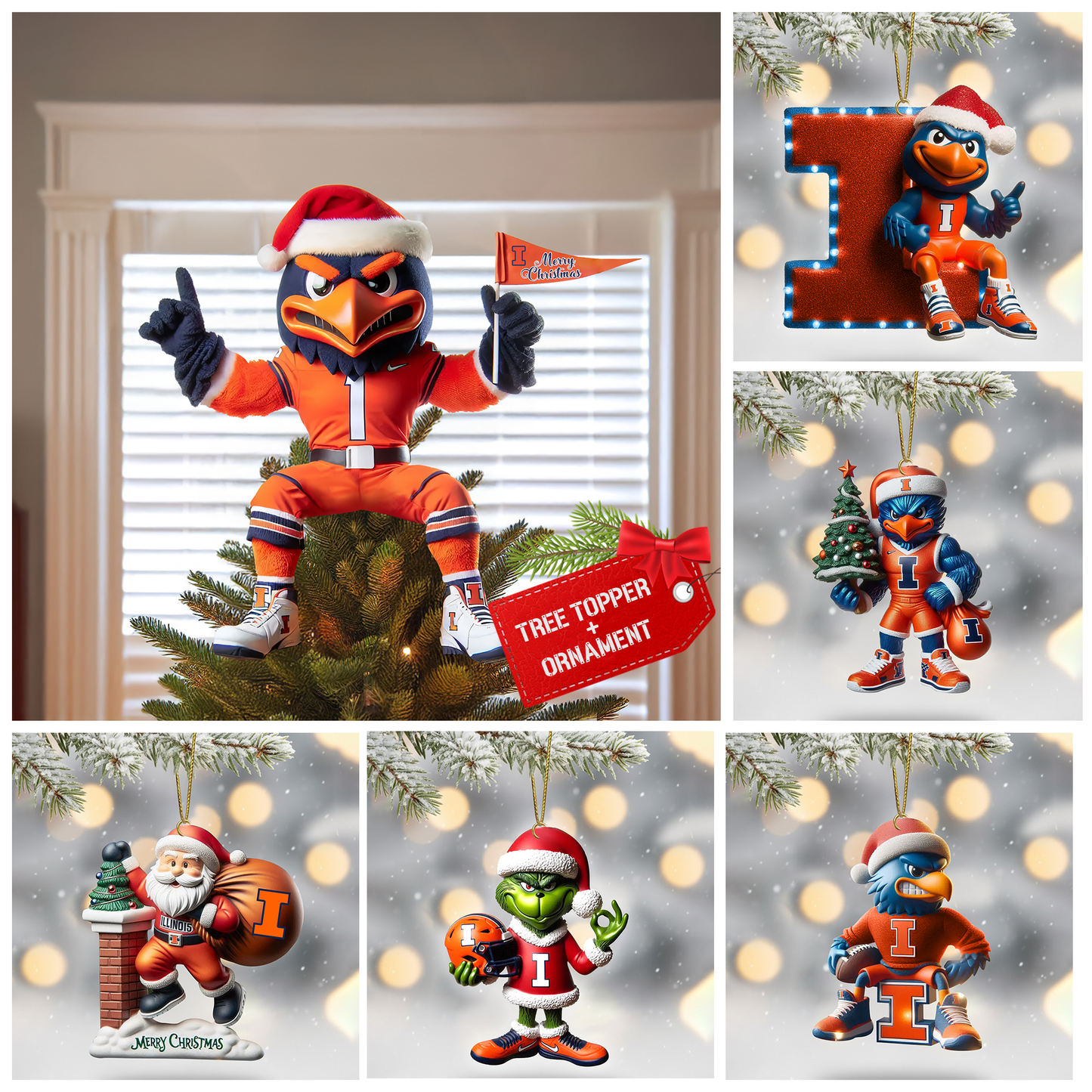 COMBO IFI CHRISTMAS TREE TOPPER WITH ORNAMENT DAT