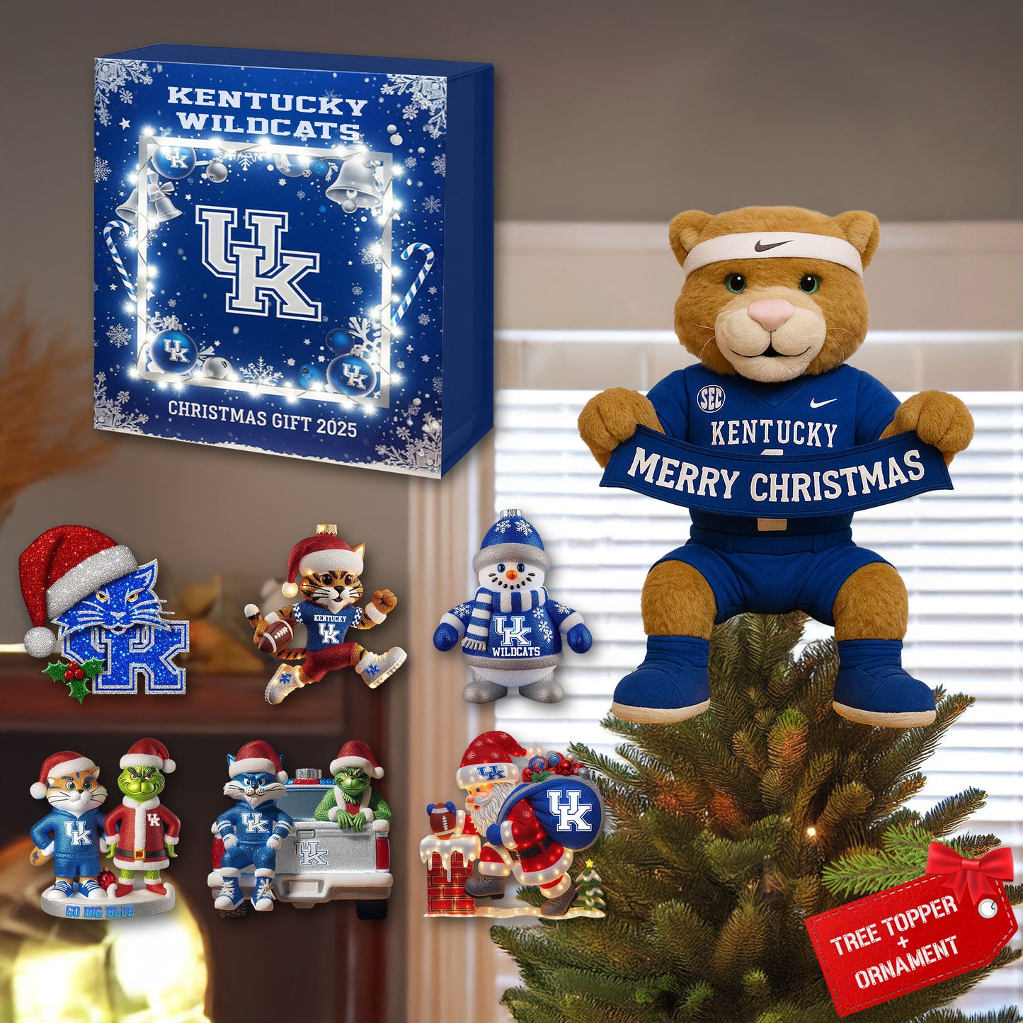 COMBO KWC CHRISTMAS TREE TOPPER WITH ORNAMENT DAT