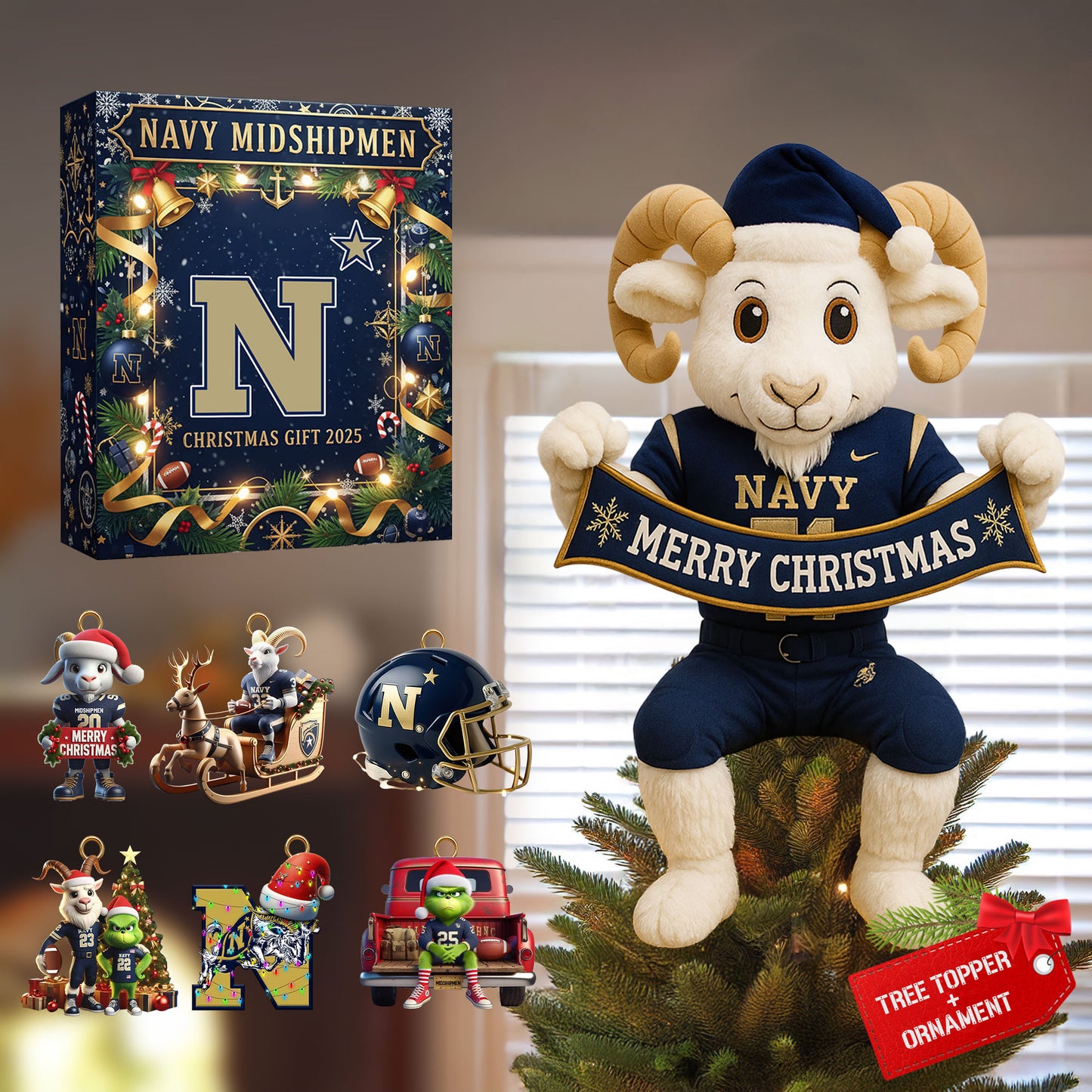 COMBO NMSM CHRISTMAS TREE TOPPER WITH ORNAMENT DAT