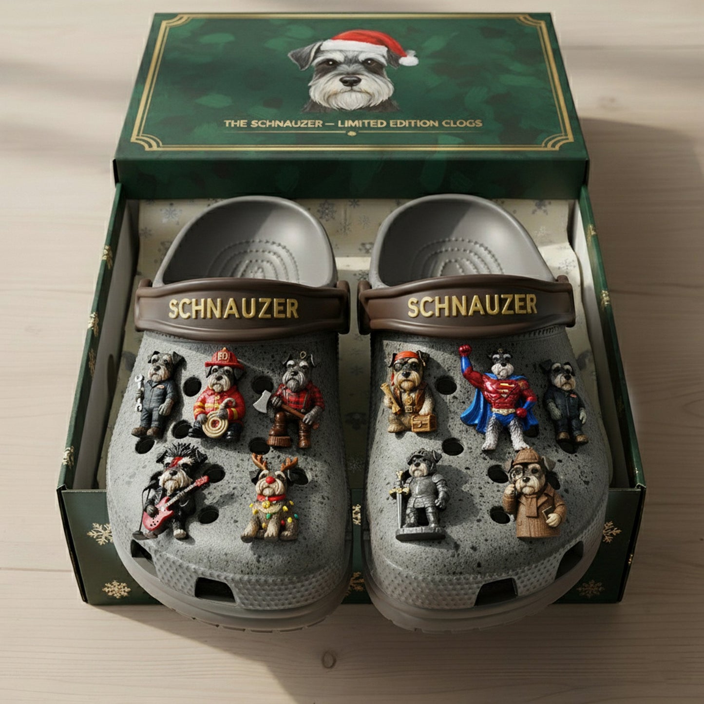 PREMIUM The Schnauzer Dog CLOGS WITH CHARMS LNTH